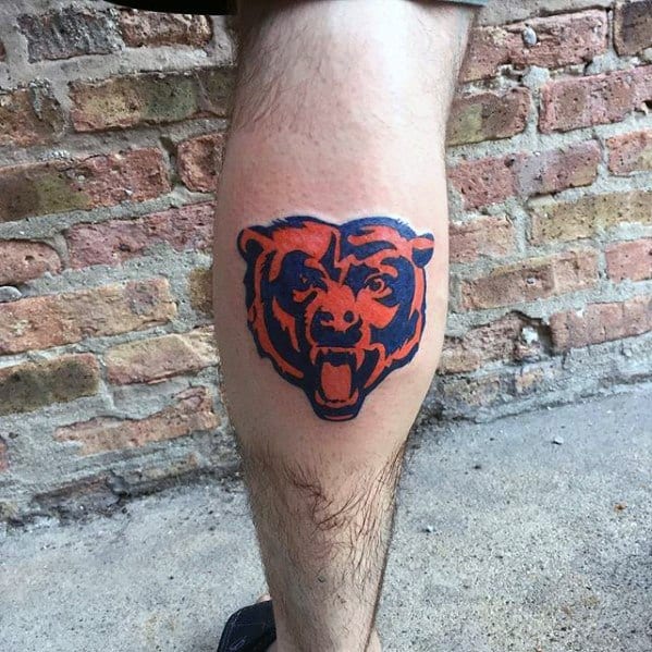 Amazing Mens Chicago Bears Logo Leg Calf Tattoo Designs