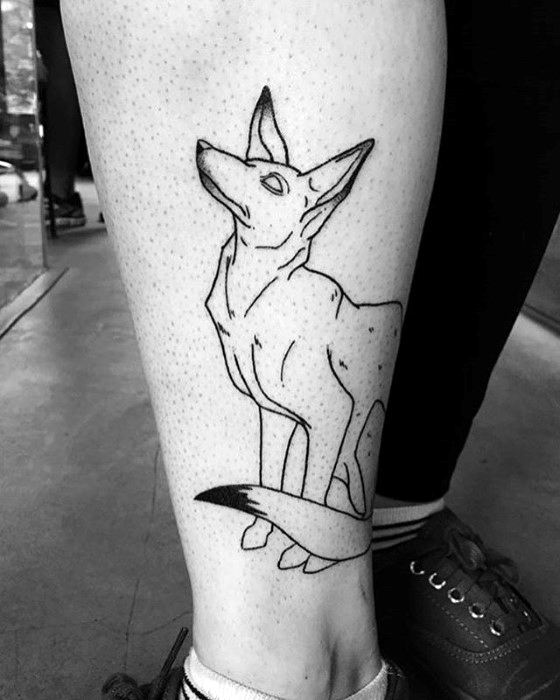 Amazing Mens Coyote Tattoo Designs On Leg