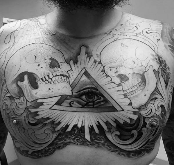 Amazing Mens Eye Of Providence Chest Tattoo