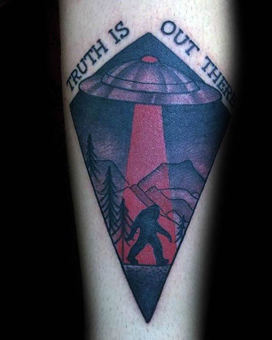 Amazing Mens Forearm Bigfoot Tattoo Designs