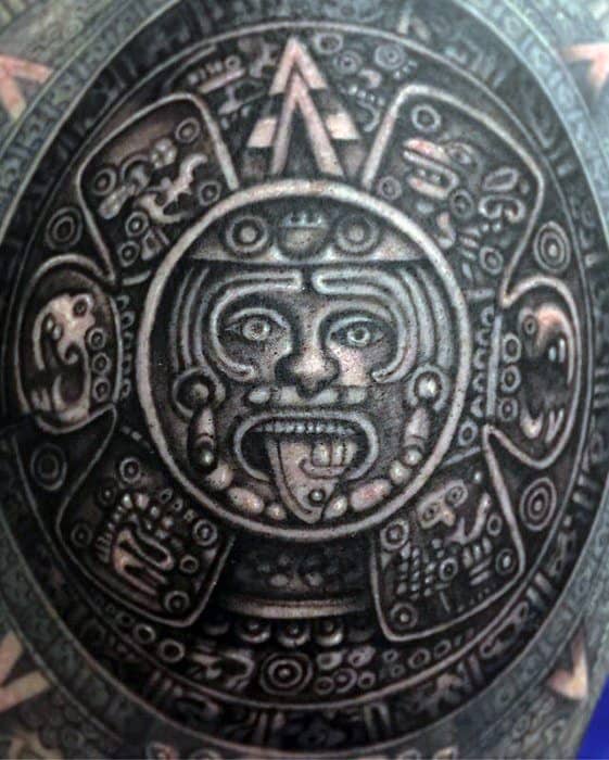 Amazing Mens Full Back Mayan Calender Tattoo Designs