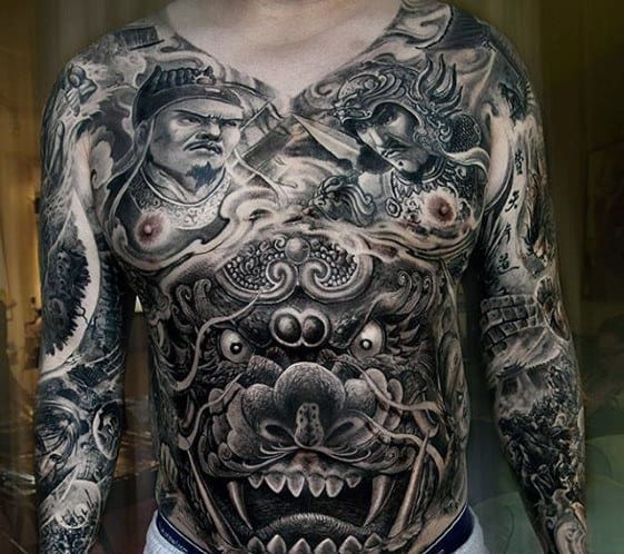 Amazing Mens Full Chest Dragon Tattoo Designs