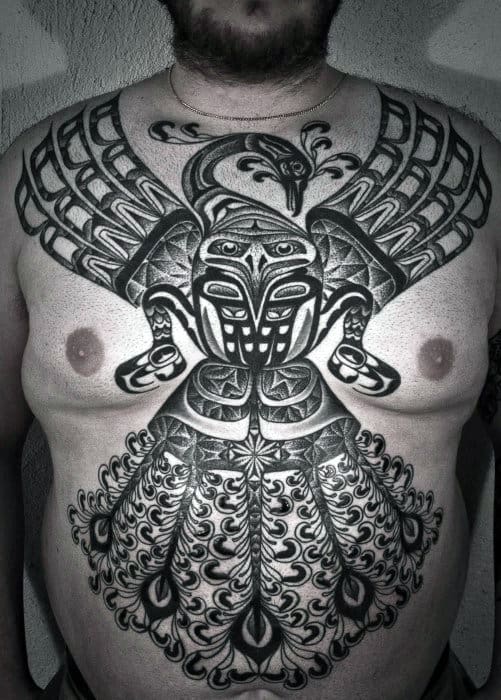 Amazing Mens Full Chest Tribal Bird Tattoo Designs