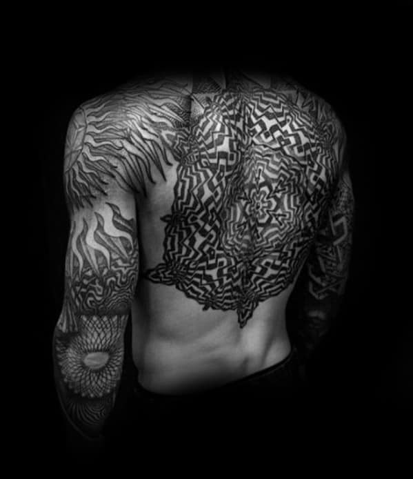 Amazing Mens Geometric Back Tattoo Designs
