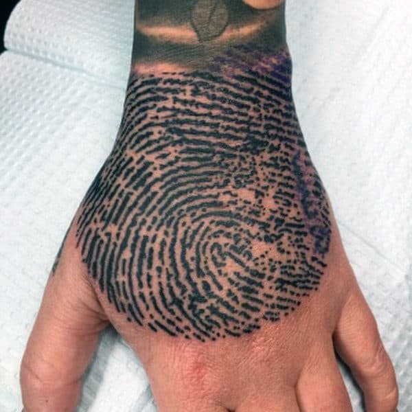 Amazing Mens Hand Fingerprint Tattoo Designs