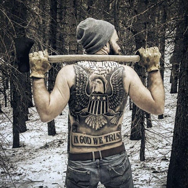 Amazing Mens In God We Trust We The People Full Back Tattoos