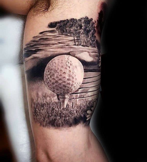 Amazing Mens Inner Arm 3d Golf Ball Greatest Tattoo Designs