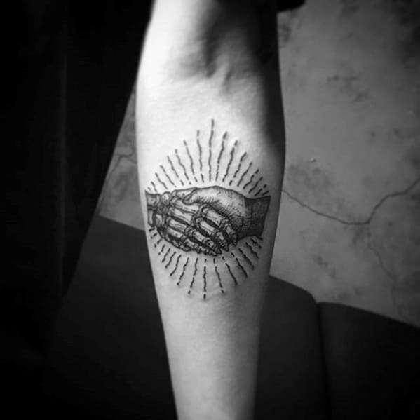 Amazing Mens Inner Forearm Handshake Tattoo Designs