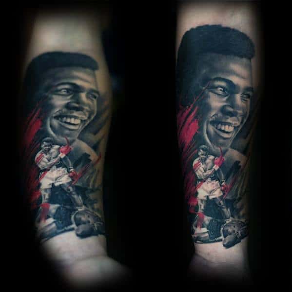 Amazing Mens Inner Forearm Muhammad Ali Boxer Tattoo Designs