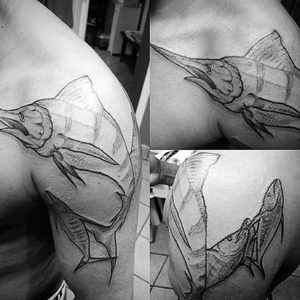 Amazing Mens Marlin Fish Arm Tattoo Designs