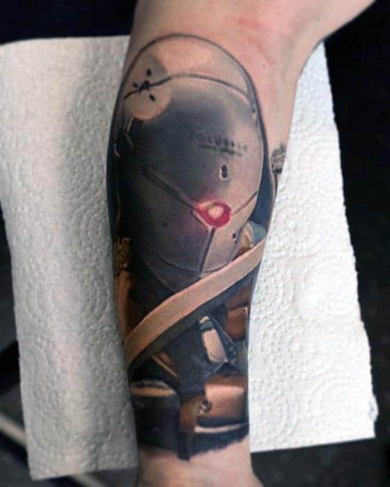 Amazing Mens Metal Gear Video Game 3d Leg Tattoo Designs