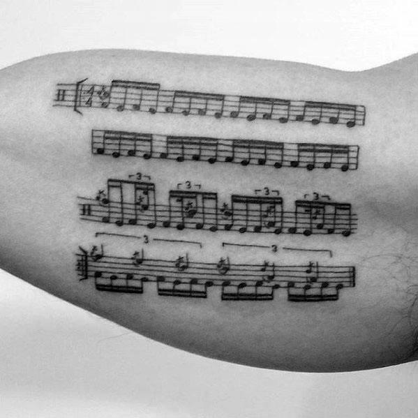 Amazing Mens Music Staff Tattoo Designs Inner Arm Bicep