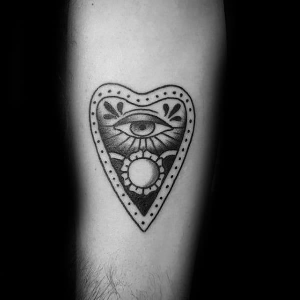 Amazing Mens Old School Traditional Small Planchette Inner Forearm Tattoo Designs