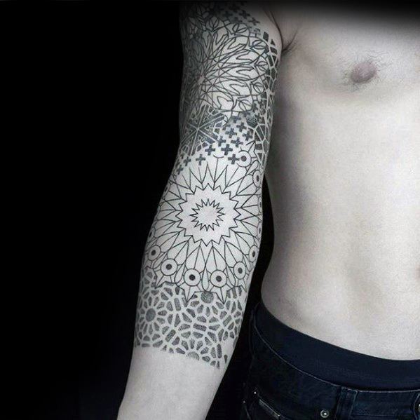 Amazing Mens Pattern Geometric Sleeve Tattoo Designs