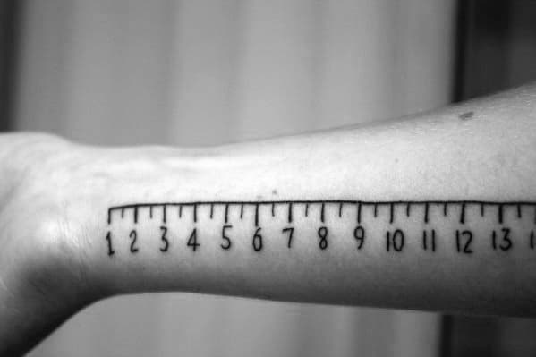 Amazing Mens Ruler Tattoo Designs On Side Of Forearm