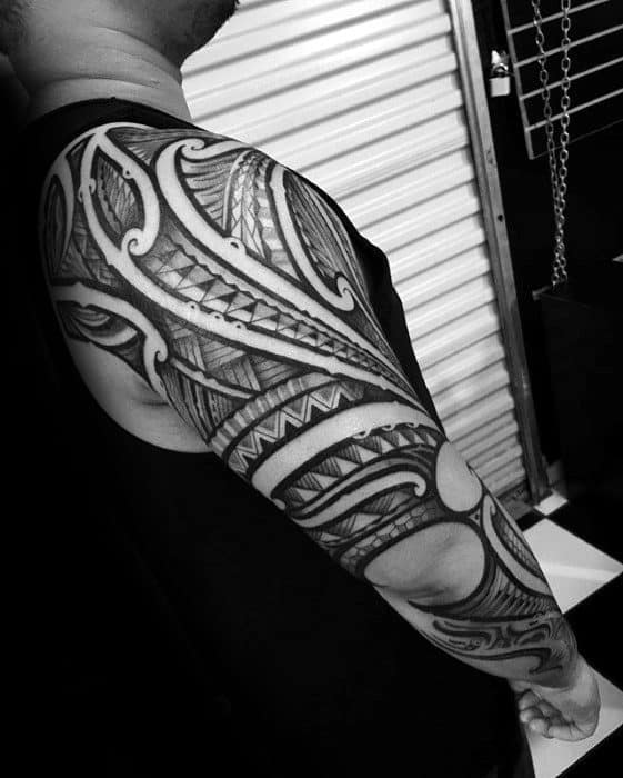 Amazing Mens Sick Full Arm Sleeve Tribal Tattoo Inspiration