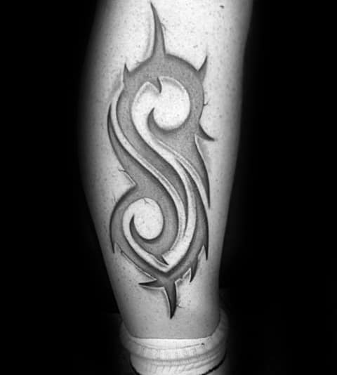Amazing Mens Slipknot Symbol 3d Tribal Leg Tattoo Designs