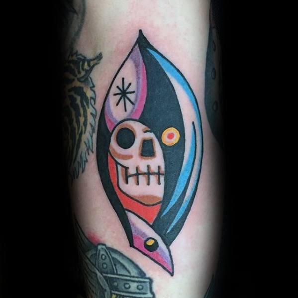 Amazing Mens Traditional Grim Reaper Tattoo Designs On Inner Forearm