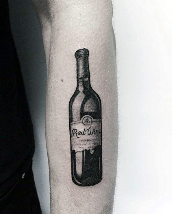 Amazing Mens Wine Bottle 3d Forearm Tattoo Designs