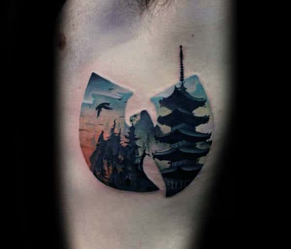Amazing Mens Wu Tang Rib Cage Side Tattoo
