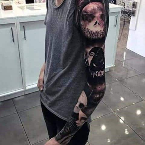 Amazing Night Before Christmas Sleeve Themed Male Tattoo Ideas
