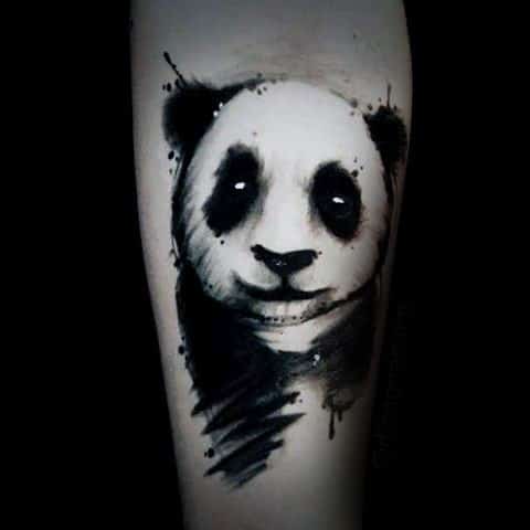 Amazing Panda Watercolor Tattoo For Guys On Inner Forearm