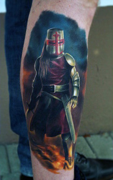 Amazing Plated Mail Knight Male Tattoos