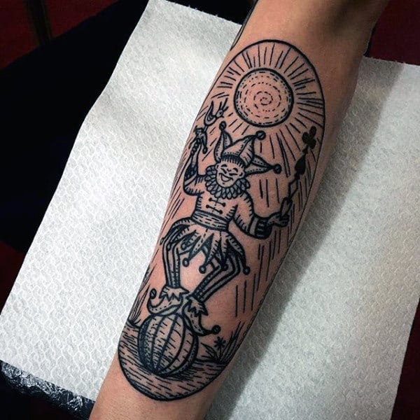 Amazing Playing Card Joker Mens Arm Tattoo