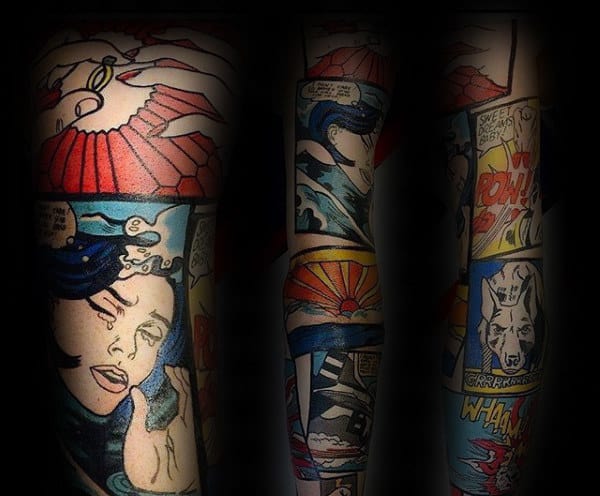 Amazing Pop Art Tattoo Full Sleeve Design For Men
