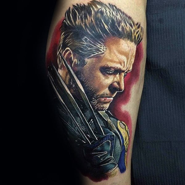 Amazing Realistic 3d Guys Wolverine James Howlett Tattoo On Leg