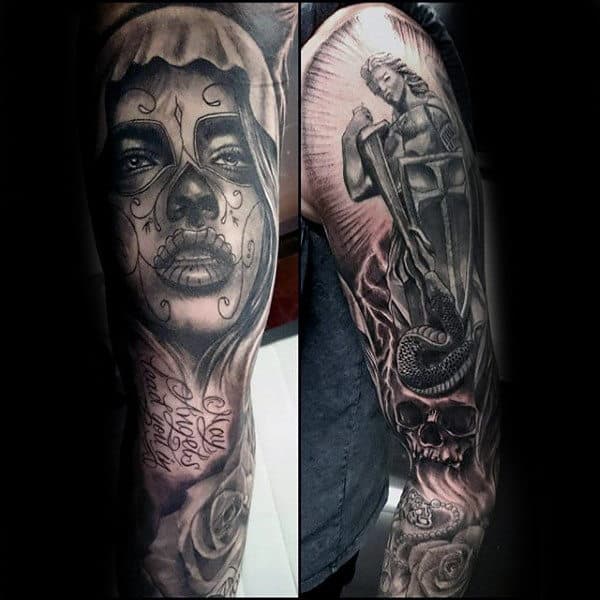 Amazing Religious Tattoo Male Sleeves