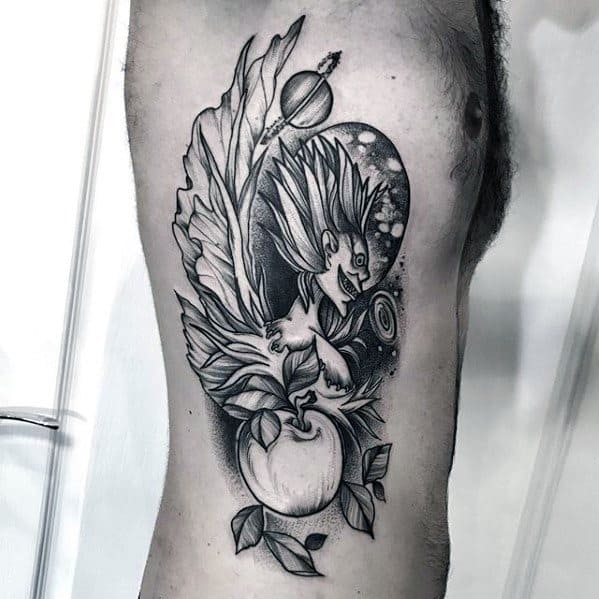 Amazing Rib Cage Side Mens Death Note Tattoo Designs