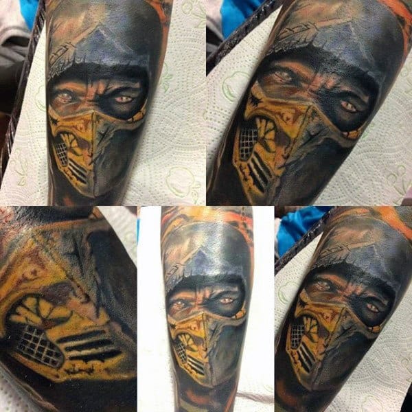 Amazing Scorpion Male Mortal Kombat Tattoo Design Inspiration