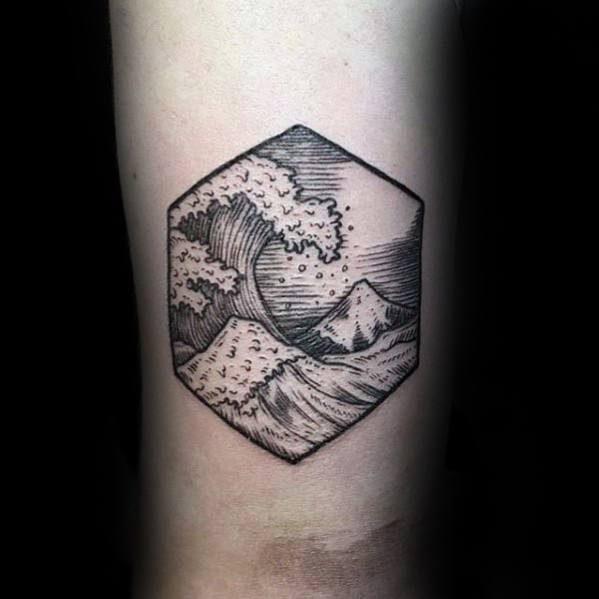 Amazing Small Ocean Back Of Arm Tattoos For Guys