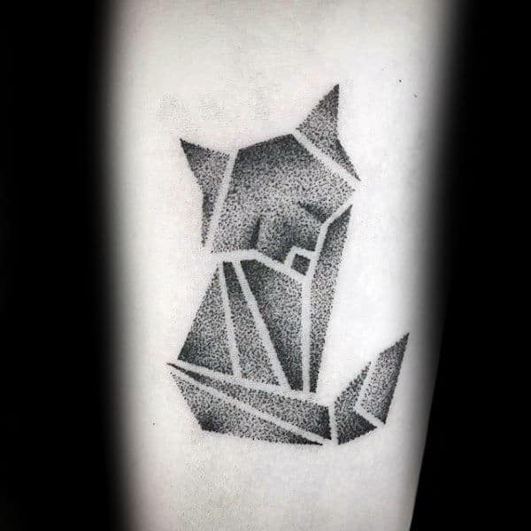 Amazing Small Origami Fox Guys Dotwork Arm Tattoo Designs