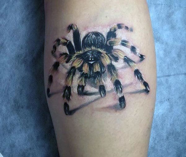 Amazing Tarantula Spider Tattoos For Guys On Leg Calf