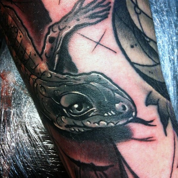 Amazing Tongue Out Lizard Tattoo Arms Men