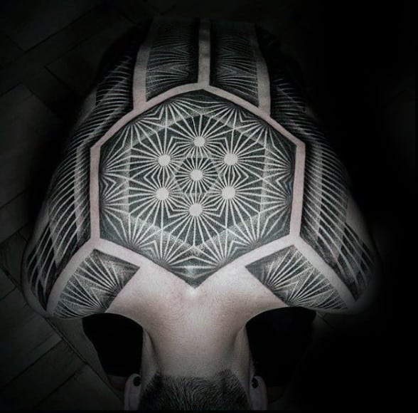 Amazing Unique Tattoos For Men On Back With Geometric Pattern