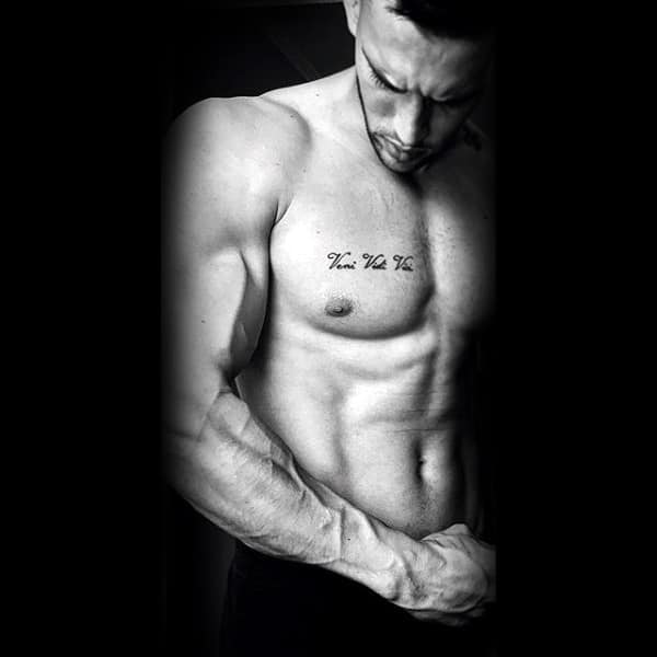Amazing Veni Vidi Vici Guys Chest Tattoo Designs