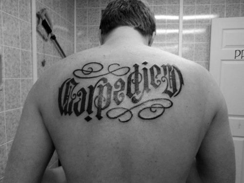 Ambigram Carpe Diem Mens Back Tattoo