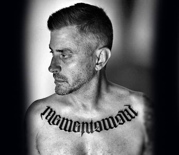 Ambigram Collar Bone Male Memento Mori Tattoos