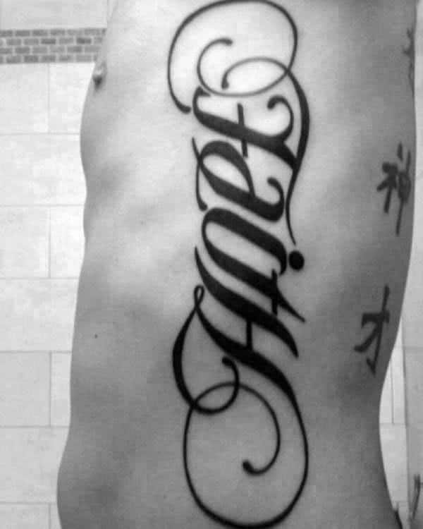Ambigram Guys Hope Rib Cage Side Tattoos