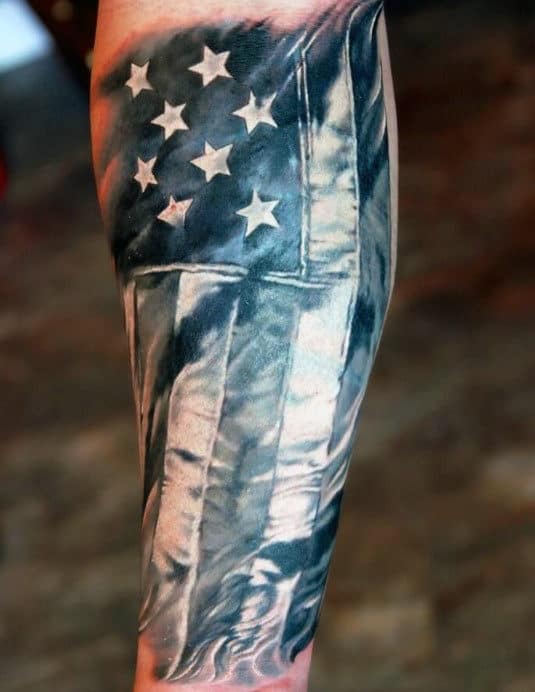American Flag Inner Forearm Mens Tattoos