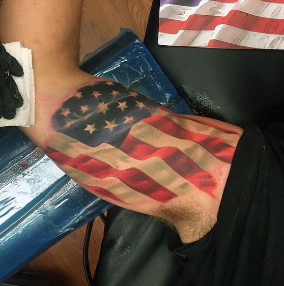 American Flag Tattoo Ideas For Men On Bicep