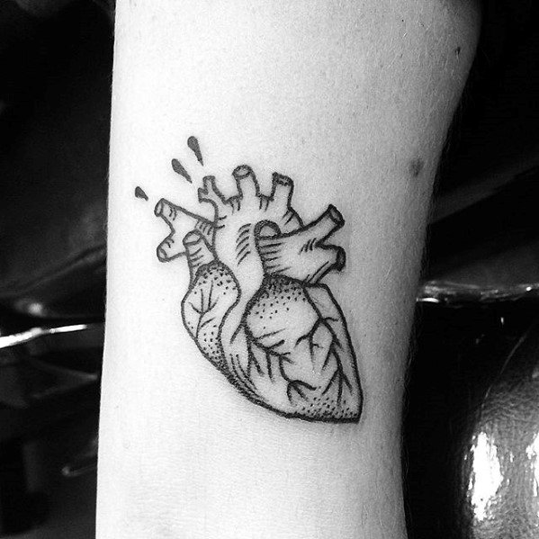 Anatomical Heart Awesome Simple Mens Forearm Tattoo Designs