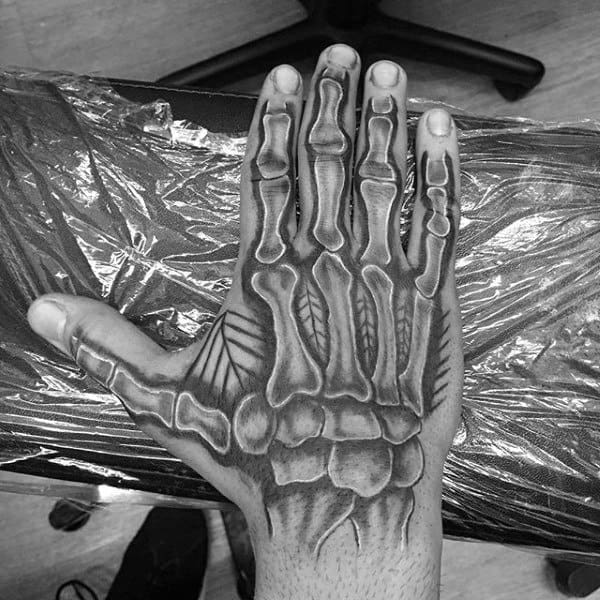 Anatomical Skeleton Hand Mens Tattoo Ideas