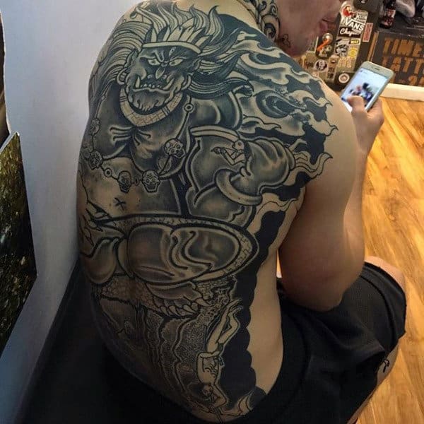Ancient God Themed Male Crazy Back Tattoo Ideas