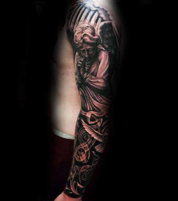 Angel Chicano Mens Sleeve Tattoo
