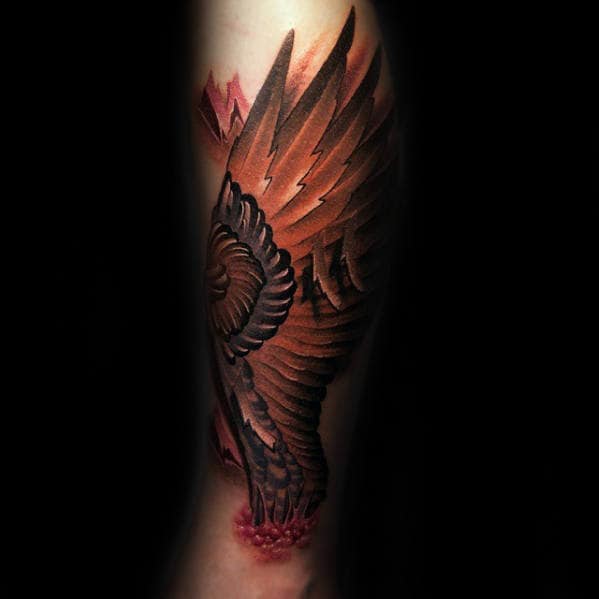 Angel Wing Mens 3d Leg Tattoo