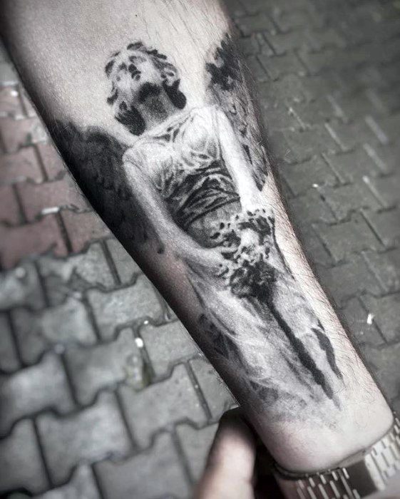 Angel With 3d Design Guys Unique Forearm Tattoo